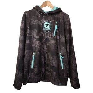 Gator Waders Hoodie Men's Large Black Grey Camo Bonfire Gator Logo Outdoor